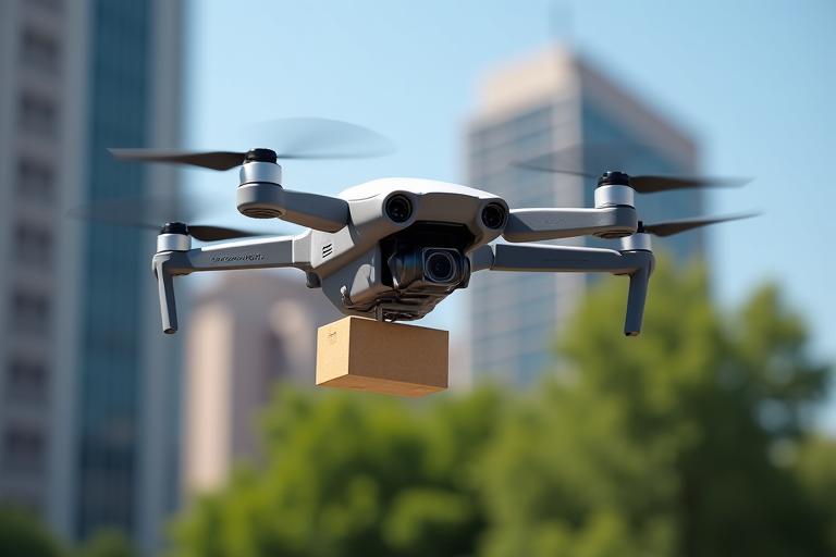Drone de entrega en funcionamiento